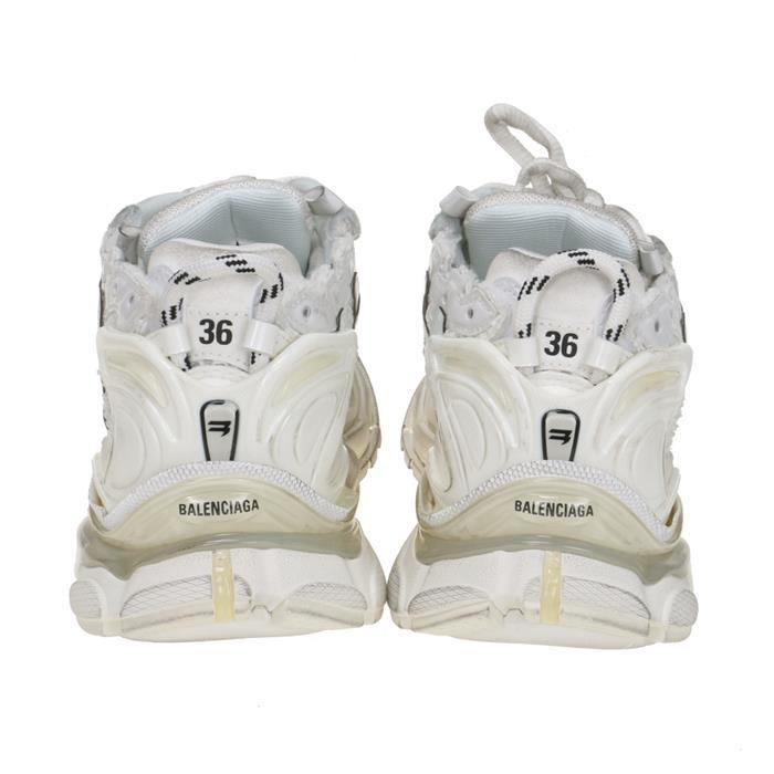 BALENCIAGA Women’s Runner Low-Top Sneakers White Mesh Leather