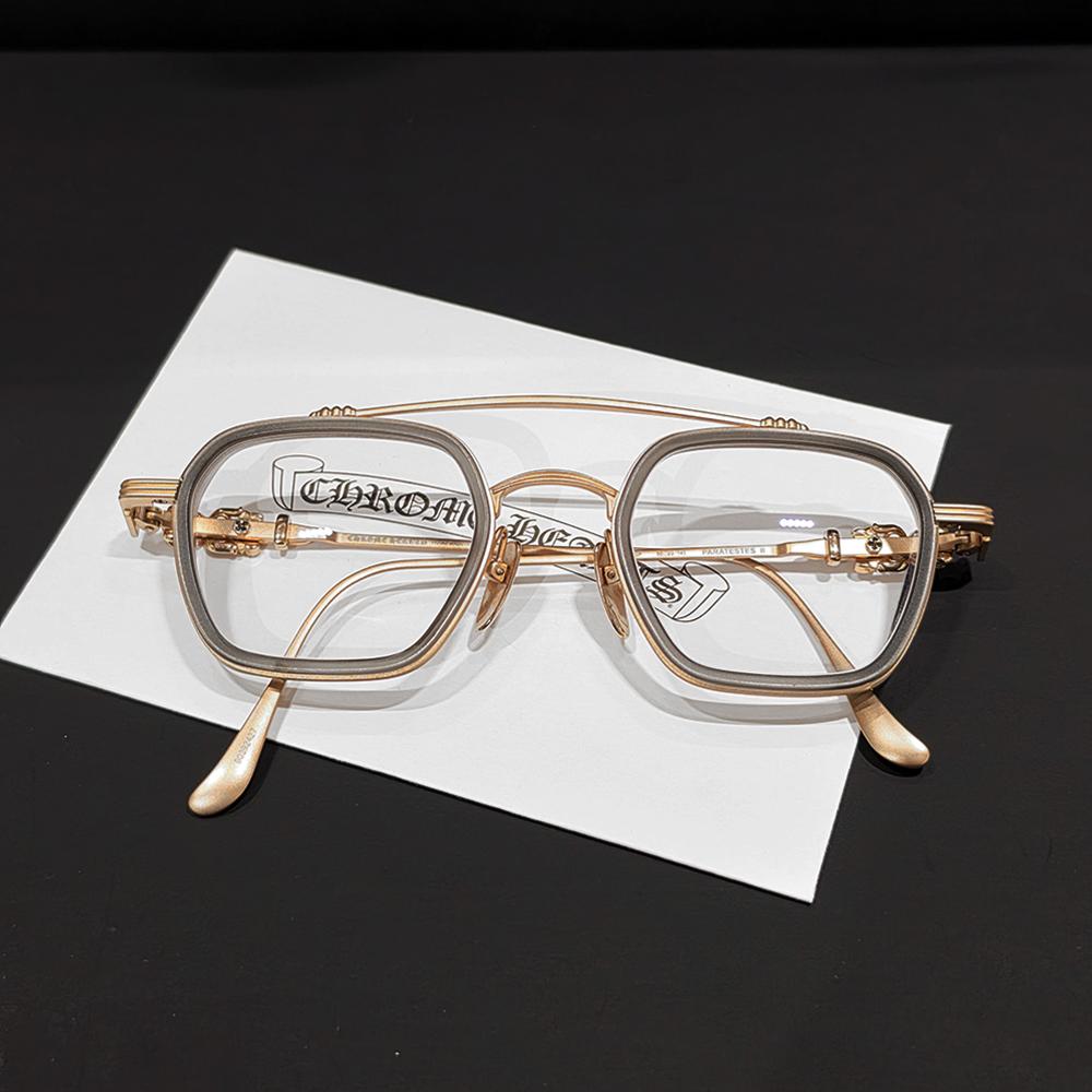 Chrome Hearts Gray Matte Gold Accents Unisex Eyeglasses