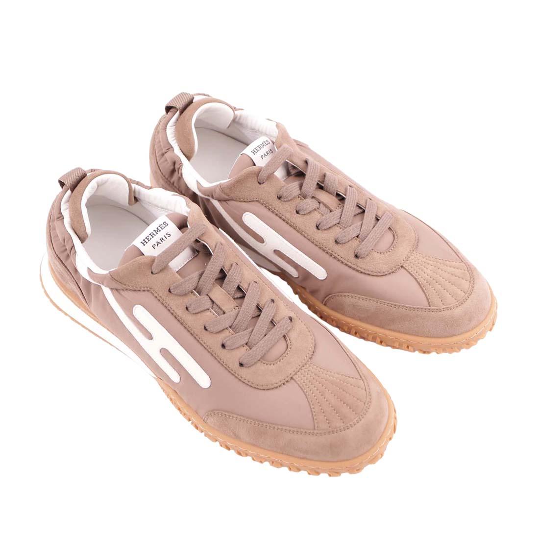 HERMES Etoupe Leather Low-Top Sneakers Unisex
