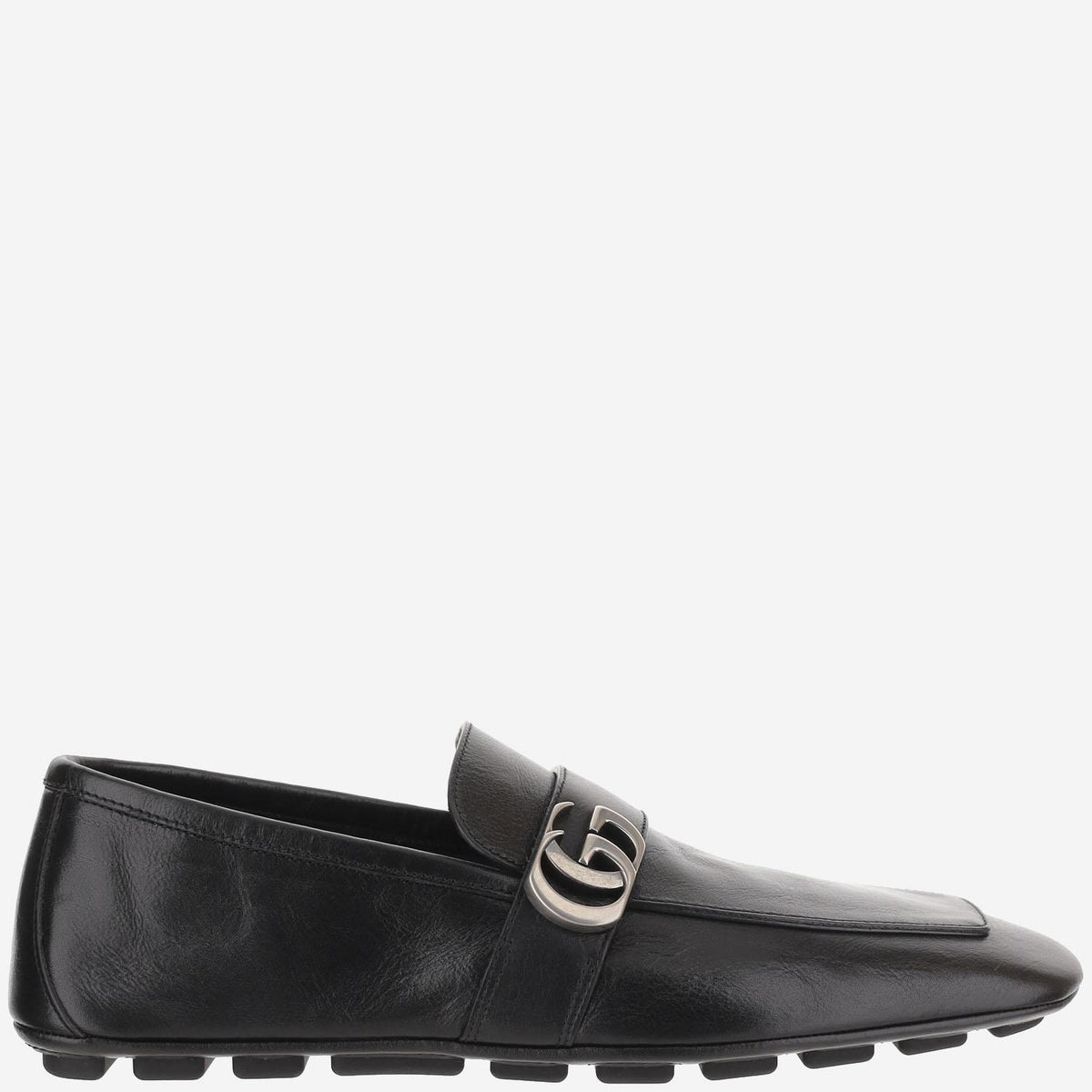 GUCCI Black Leather Loafer Shoes for Men