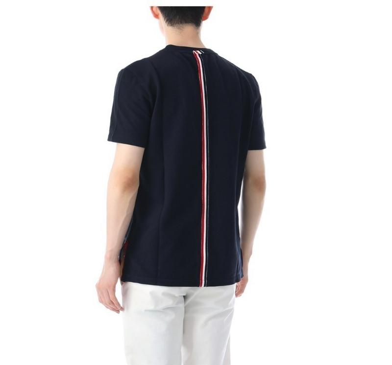 THOM BROWNE Relaxed Fit Navy Center Back Stripe Short Sleeve T-Shirt