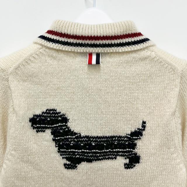 THOM BROWNE Donegal RWB Stripe Hector Pointelle Cardigan White