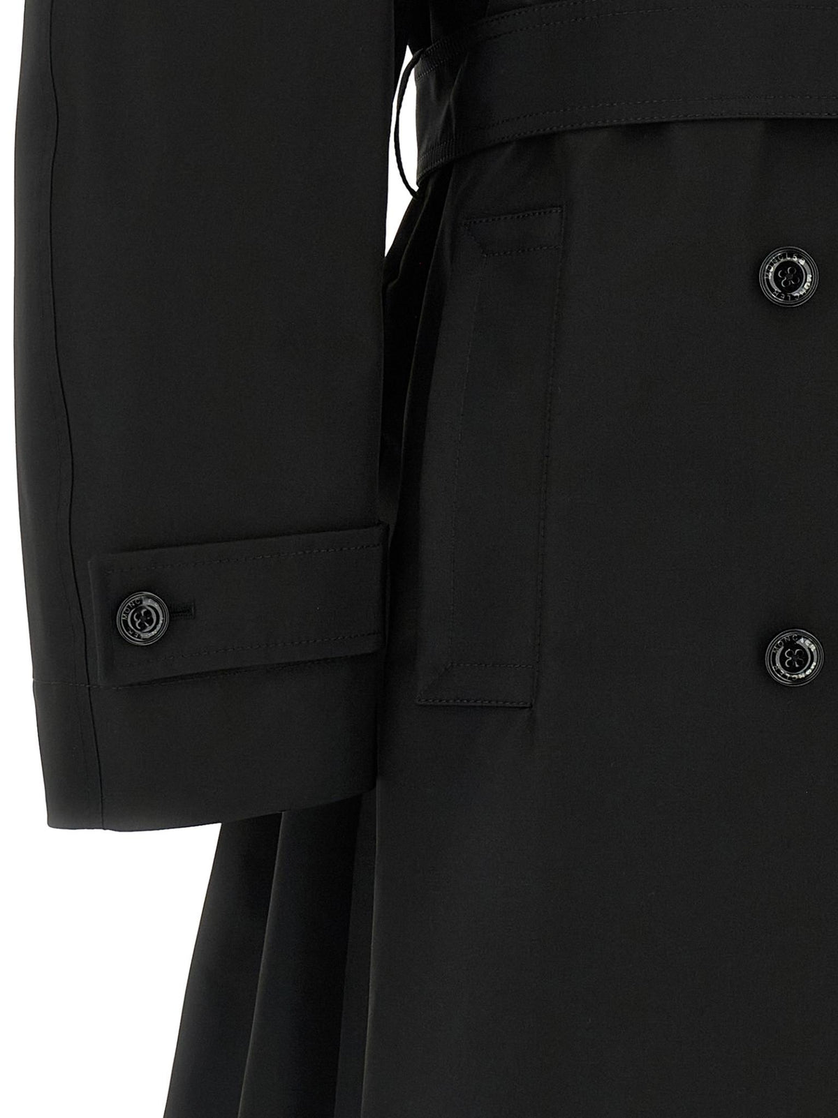 Moncler Black Double-Breasted Belted Trench Coat