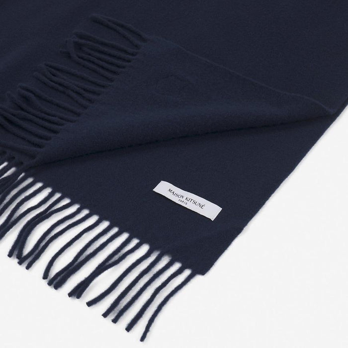 Maison Kitsune Unisex Wool Fox Head Scarf Navy