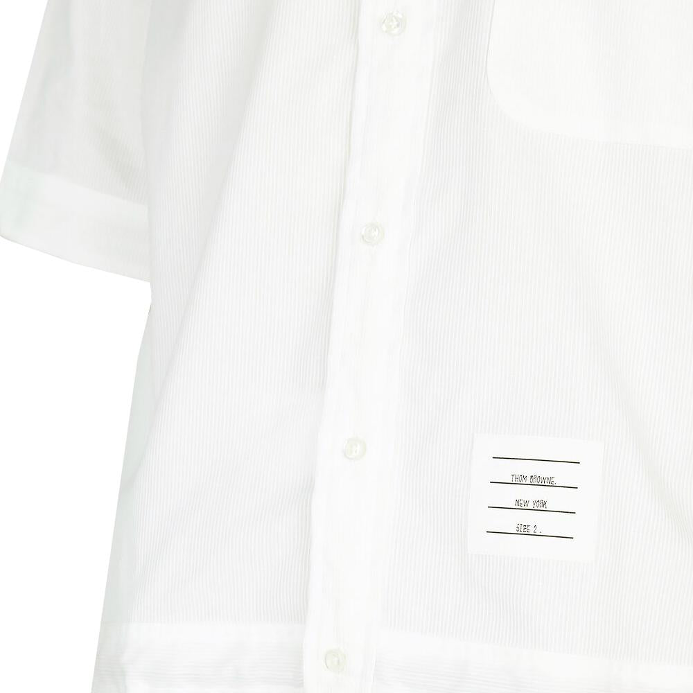 THOM BROWNE Men's White Logo Chest Pocket Long Sleeve Shirt MWS257A 06272 100