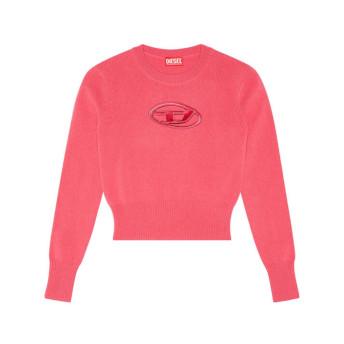 DIESEL Pink Cutout Logo Knit Sweater for Women