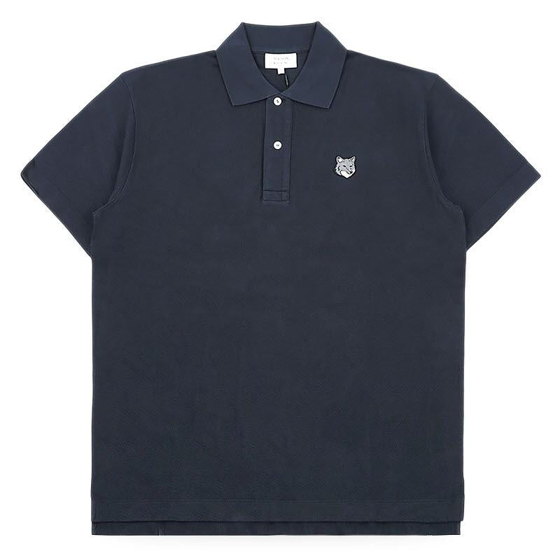 Maison Kitsune Fox Head Comfort PK Short Sleeve Polo Shirt Navy