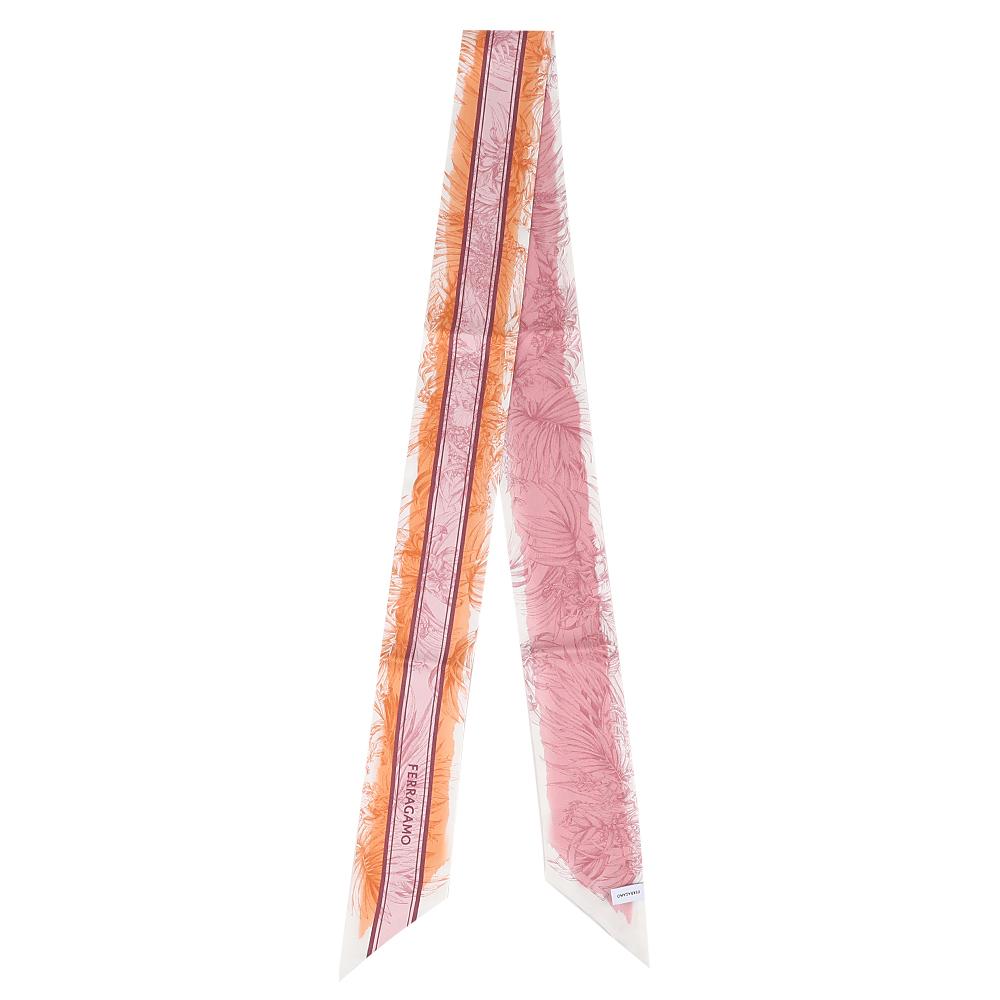 Ferragamo Gravure Print Pure Scarf Orange Red Scarf 785719