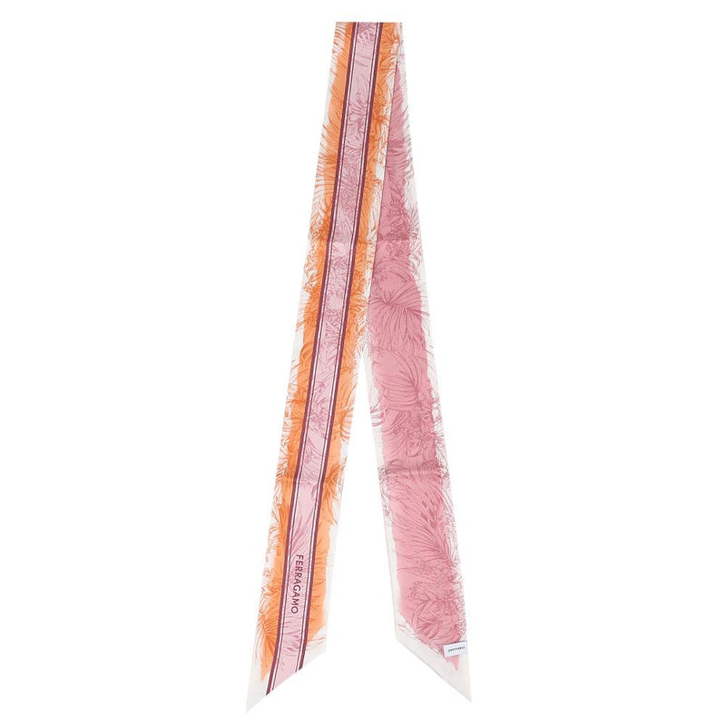 Ferragamo Gravure Print Pure Scarf Orange Red Scarf 785719