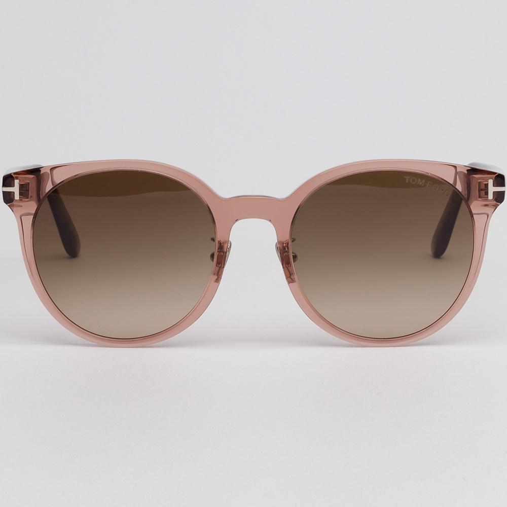 TOM FORD Round Transparent Burgundy Acetate Sunglasses Asian Fit TF1134K 45F