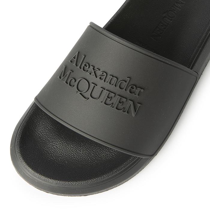 Alexander Mcqueen Rubber Logo Slide Sandals Black
