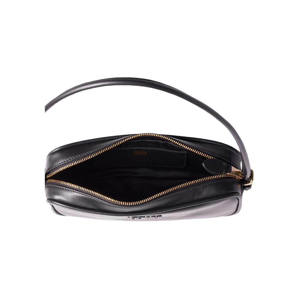 Miu Miu Logo Leather Pouch Shoulder Bag Black
