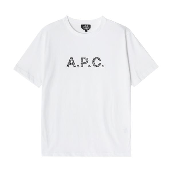 A.P.C. James Bandana Short Sleeve T-Shirt White Black Men H26347 TAG BLANC NOIR