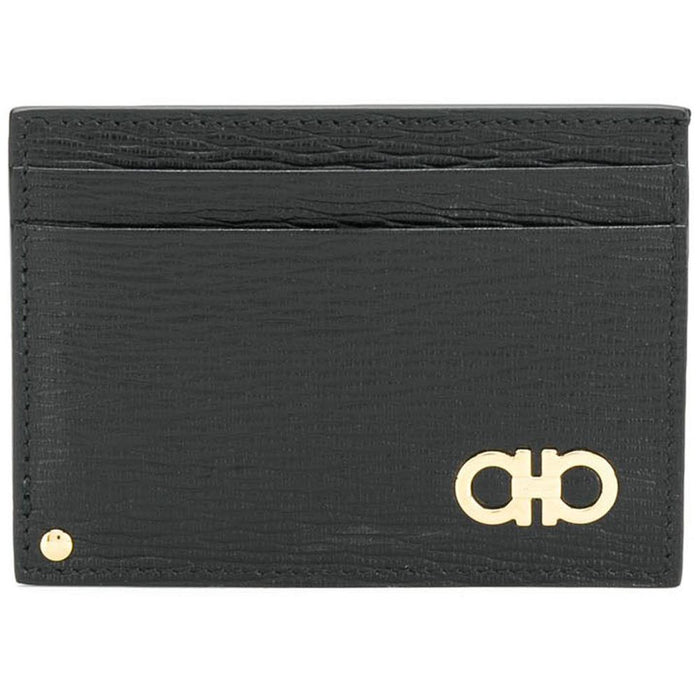 Ferragamo Double Gancini Black Leather ID Card Holder 66 A061 0685908