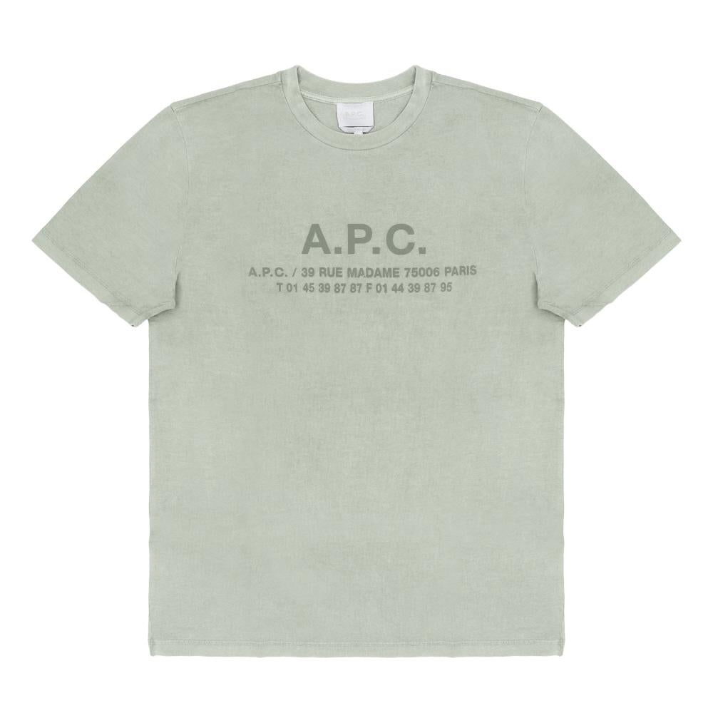A.P.C. Address Logo Short Sleeve T-Shirt H26570 KAB PALE GREEN