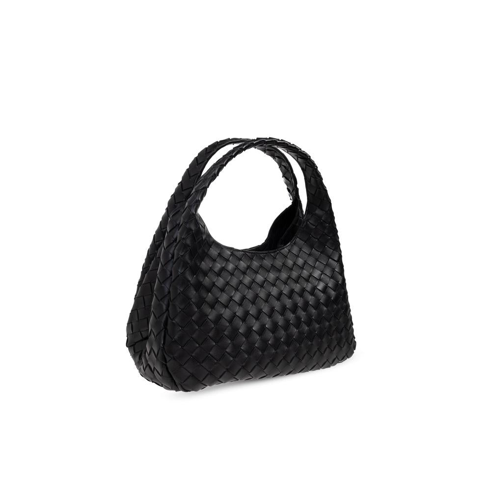 Bottega Veneta Campana Medium Shoulder Bag Black Leather