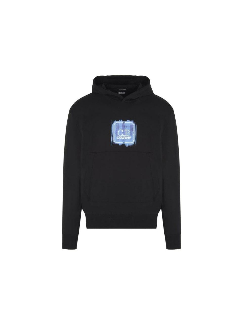 CP Company Stretch Fleece Graphic Logo Hoodie Black Men’s Hoodie
