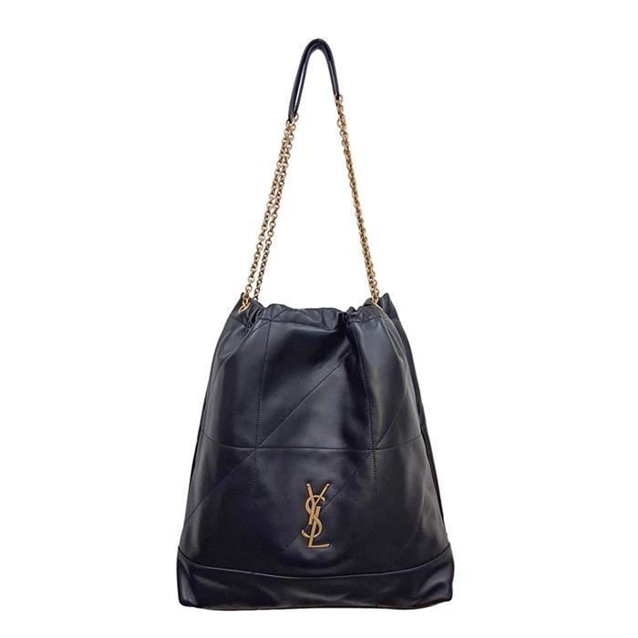 Saint Laurent Jamie Lambskin Puffer Chain Shoulder Bag Large Black