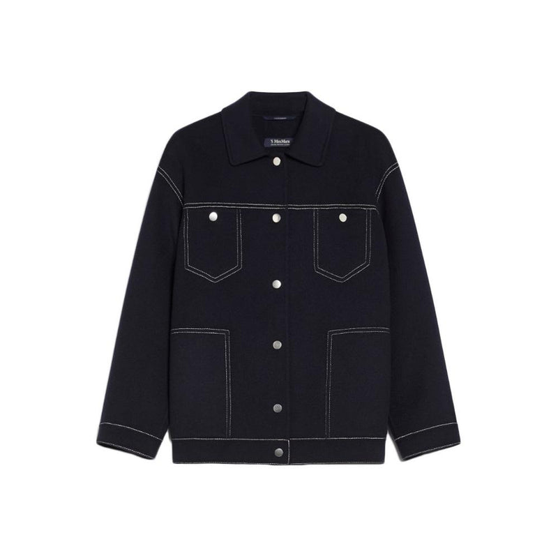 Max Mara Stitch Wool Jacket Navy 2429046013 081