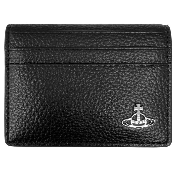 Vivienne Westwood Black Leather Card Holder with Silver Orb Logo