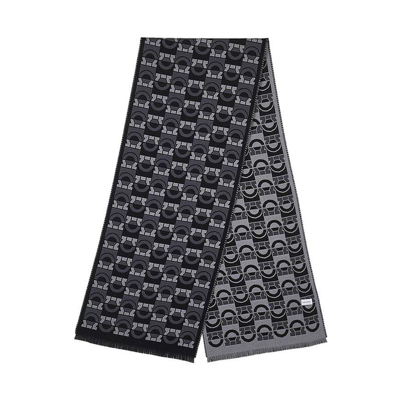 Ferragamo Men’s Gancini Wool Scarf Grey Anthracite