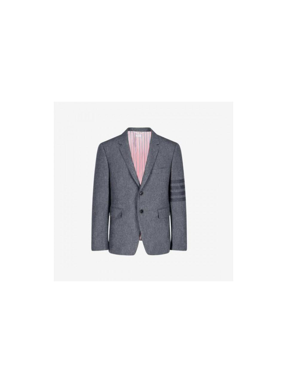 THOM BROWNE 4-Bar Flannel Wide Lapel Sport Coat FBC357V 06393 035