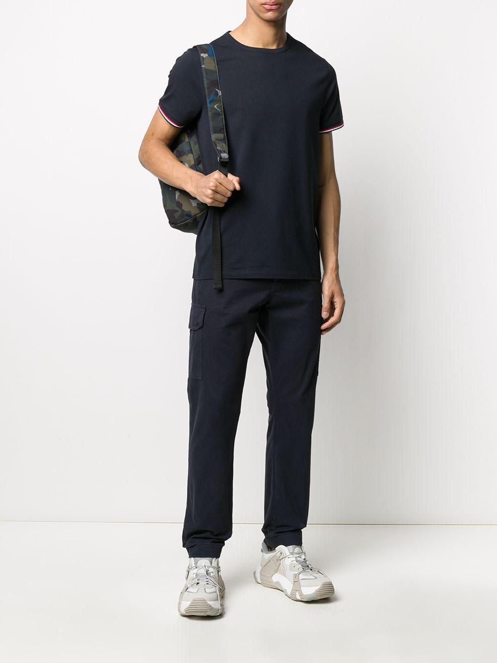 Moncler Navy White Tricolor Sleeve Short Sleeve T-Shirt Unisex
