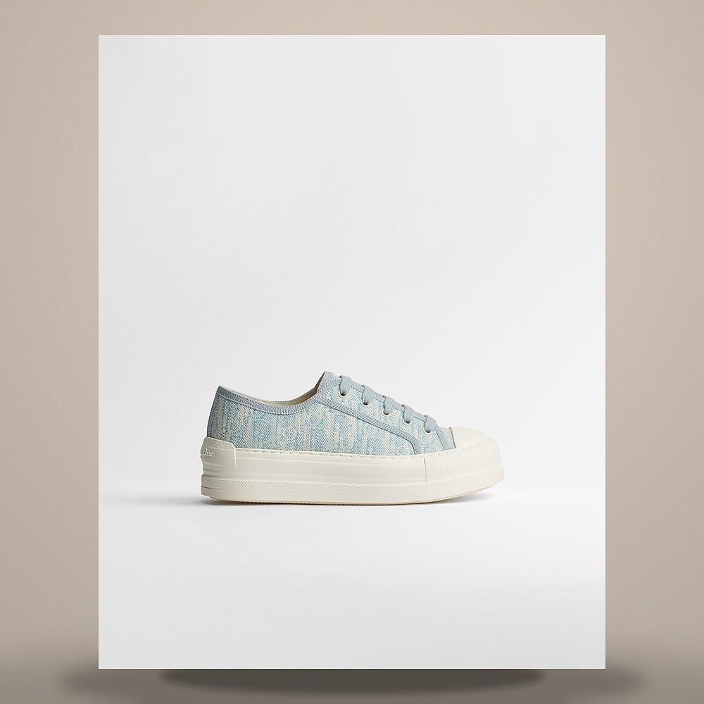 DIOR Walk'n'Dior Oblique Washed Linen Platform Sneakers White Sky KCK563LIO S60W