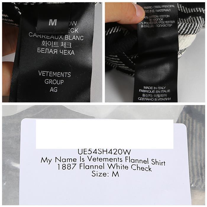 Vetements White Check Name Tag Long Sleeve Shirt