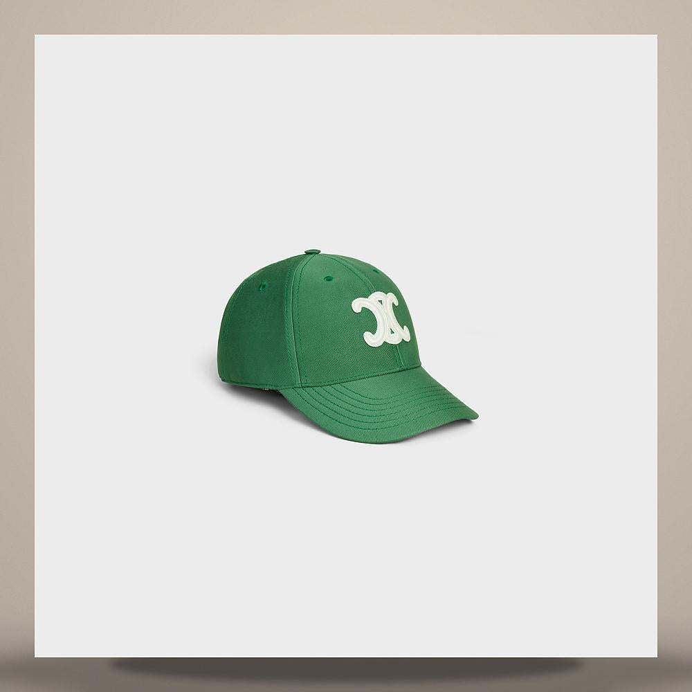 CELINE Triomphe Baseball Cap Washed Cotton Gabardine Chlorophyll AA06F234X GJN4