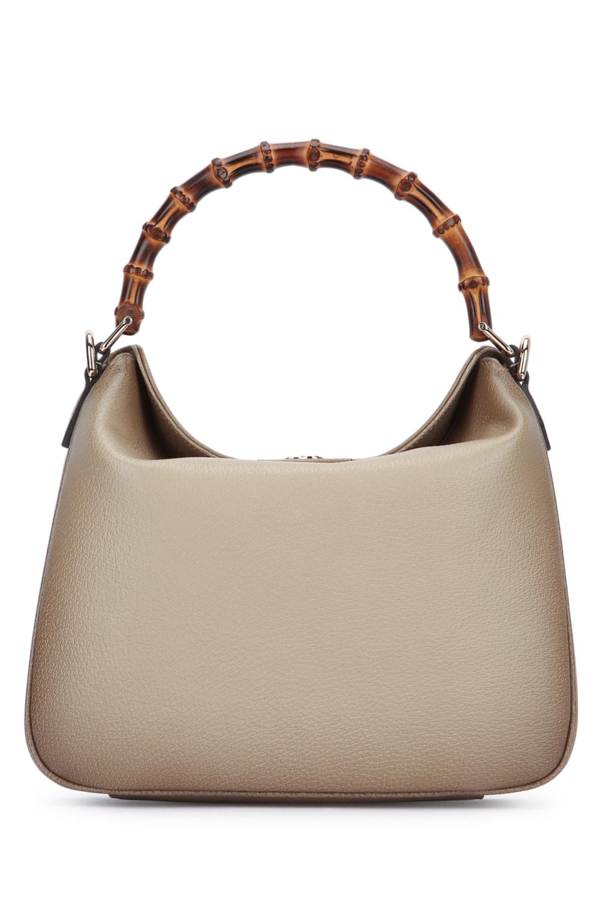 GUCCI Beige Canvas Leather Trim Tote Bag