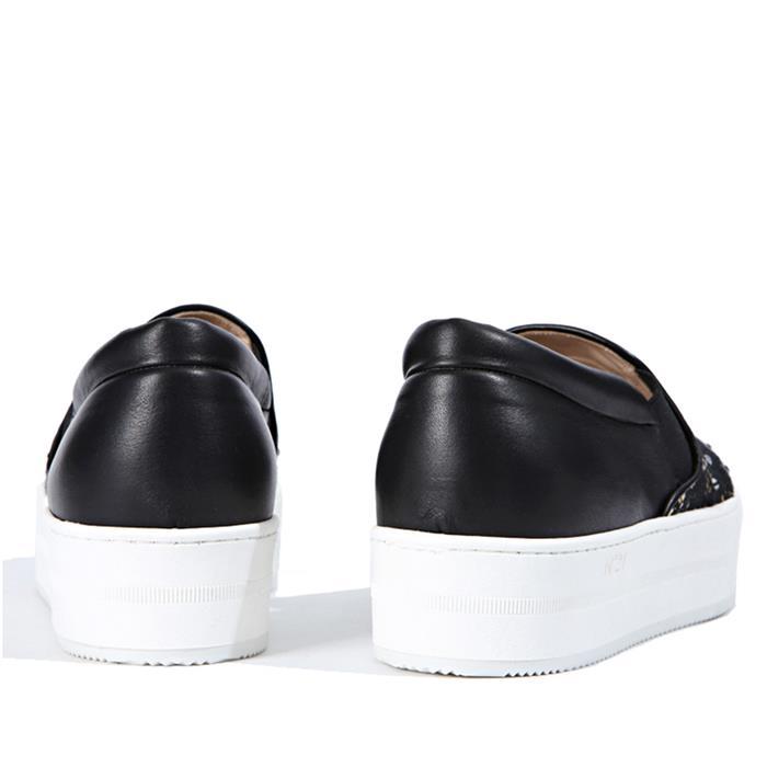 N˚21 Black Lace-Trim Slip-On Sneakers