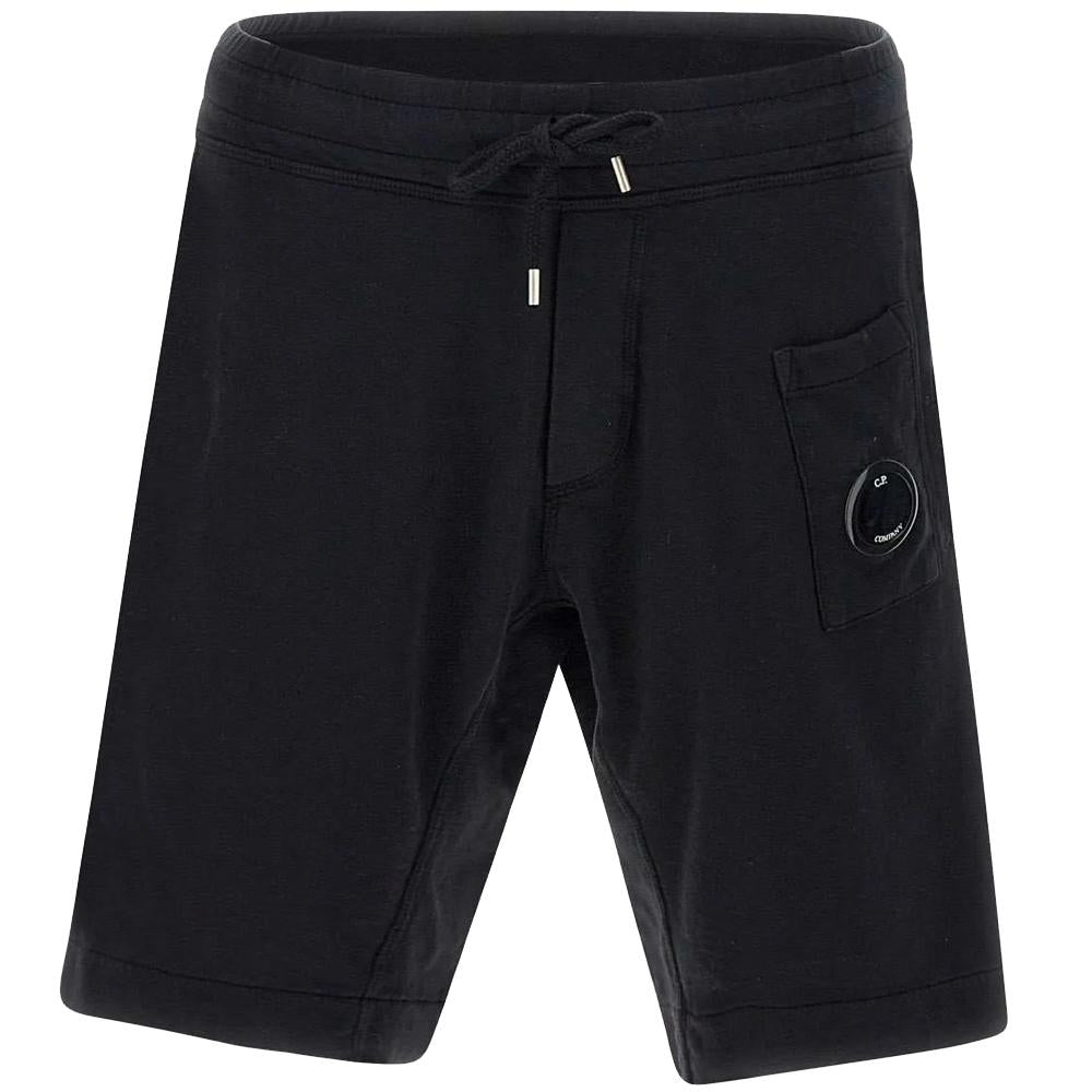 CP Company Lens Badge Cotton Drawstring Short Pants Black