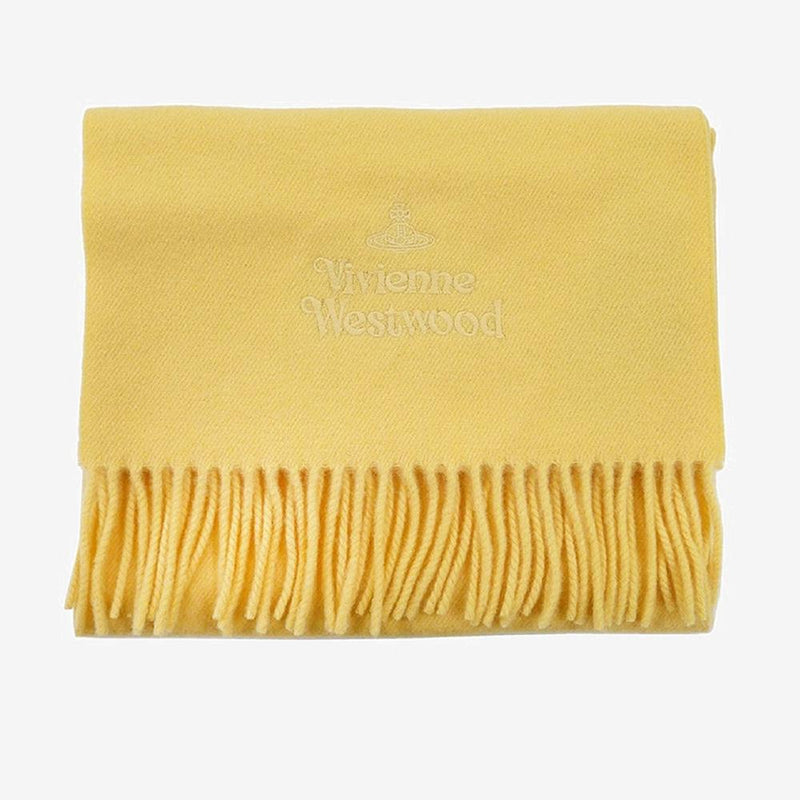 Vivienne Westwood Yellow Embroidered Logo Wool Scarf 81030007 W00Q7 E401