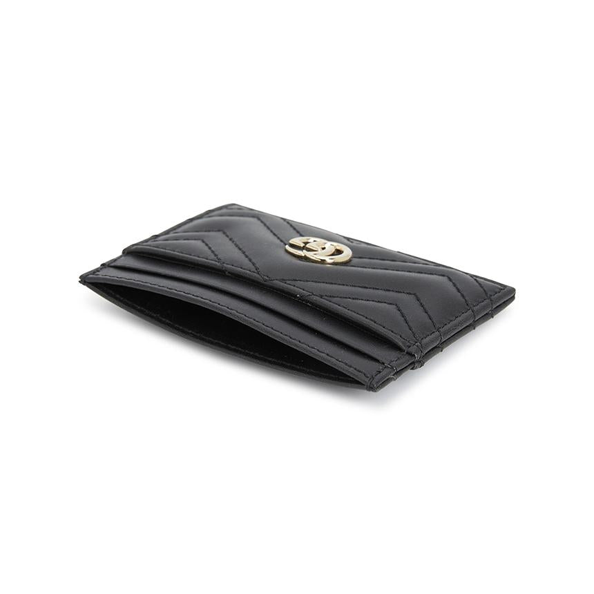 GUCCI GG Marmont Leather Card Holder Black Women’s