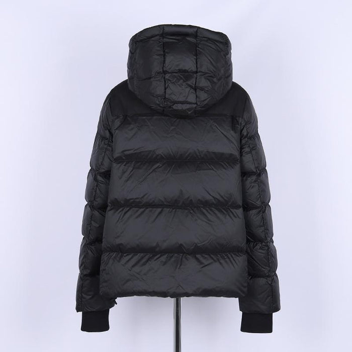 BURBERRY Black LEITH B Box Logo Patch Down Puffer Jacket Women