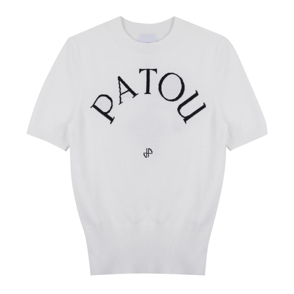 PATOU Logo Jacquard Short Sleeve Knit Top KN0688045 001W