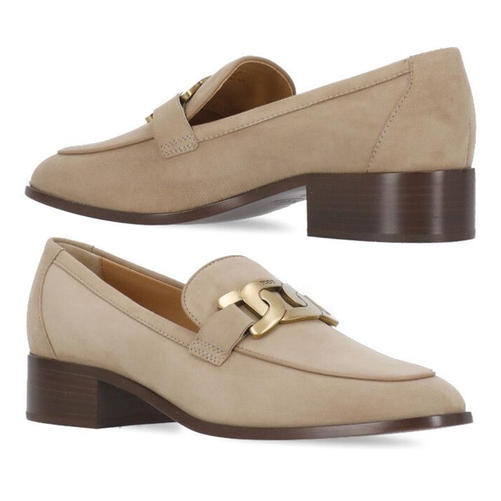 Tods Suede Catena Loafers Beige Women’s Shoes
