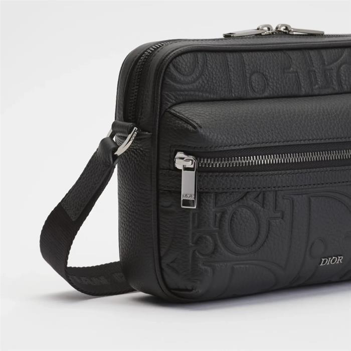 DIOR Rider 20 Leather Zipper Messenger Bag Crossbody Black