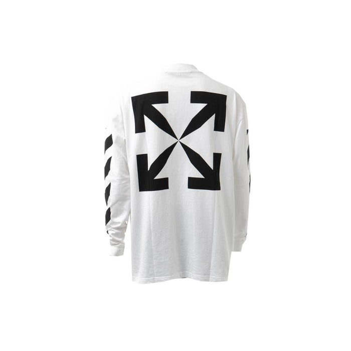 OFF WHITE Blue Mona Lisa Oversized Mock Neck T-Shirt White OMAB032R21JER001 0110