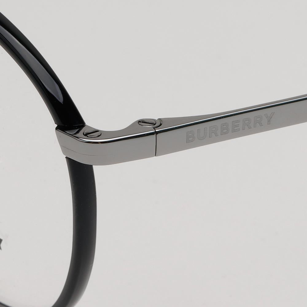 BURBERRY Black Round Metal Eyeglass Frames Unisex