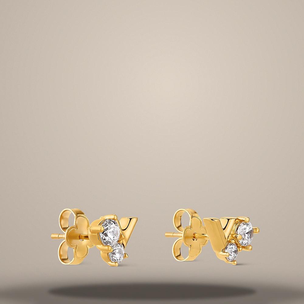 Louis Vuitton Essential V Strass PM Earrings Gold-Tone Metal M04235