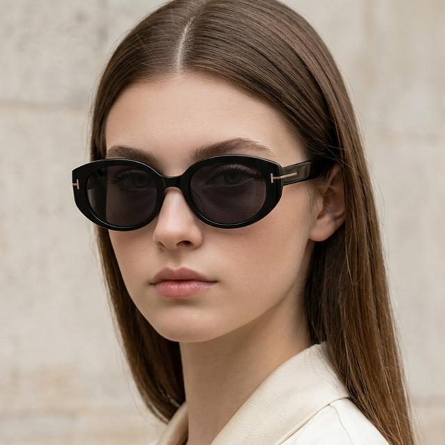 TOM FORD Oval Asian Fit Acetate Unisex Sunglasses TF1296 K 01A