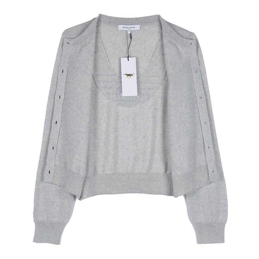 Maison Kitsune Baby Fox Wool Cardigan Women’s Beige