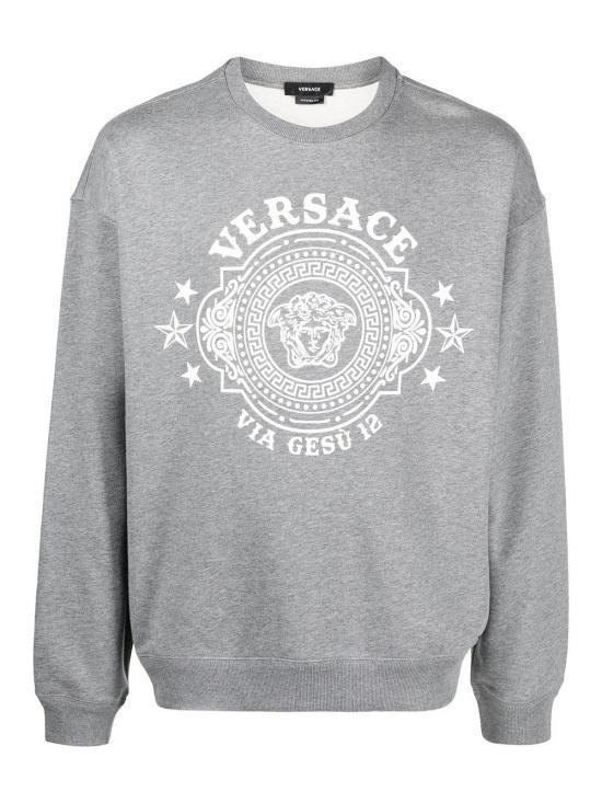 Versace Long Sleeve Sweatshirt for Men 10107061A077661E100 MEDIUM GREY DOM