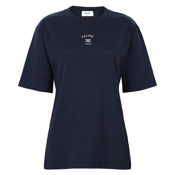 CELINE Navy White Loose T-Shirt