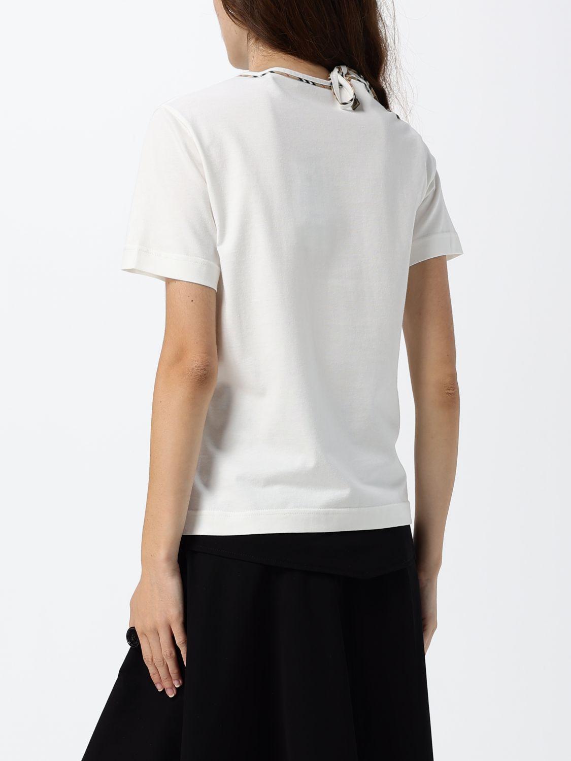 BURBERRY Short Sleeve Cotton T-Shirt White Women’s