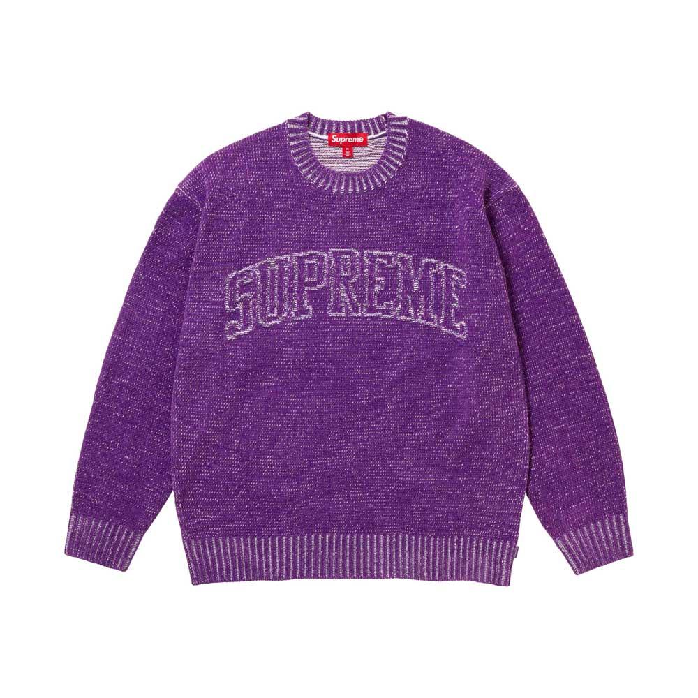 Supreme Contrast Arc Sweater Purple Unisex Crewneck Knit