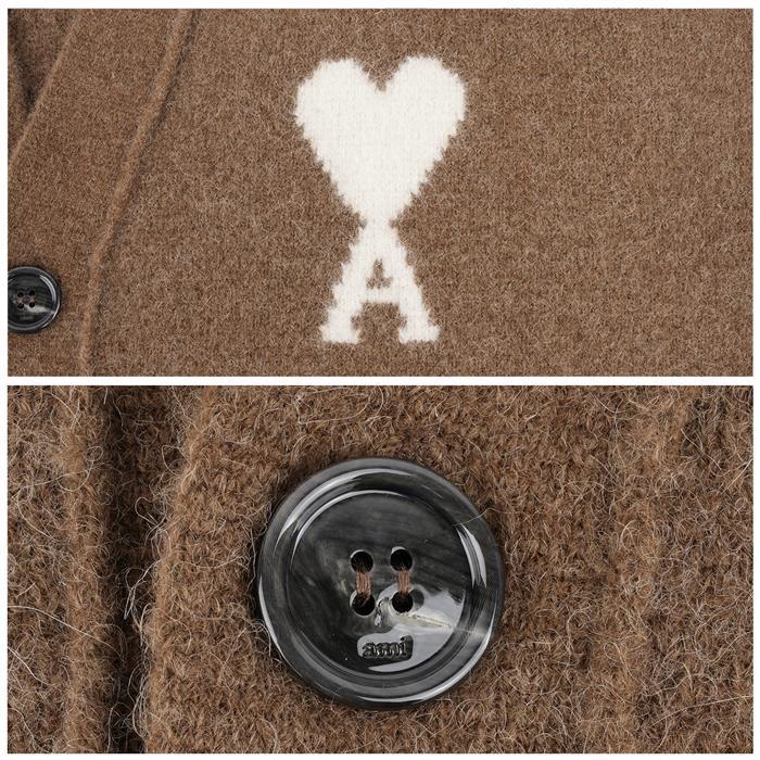 AMI Brown Alpaca Knit Cardigan