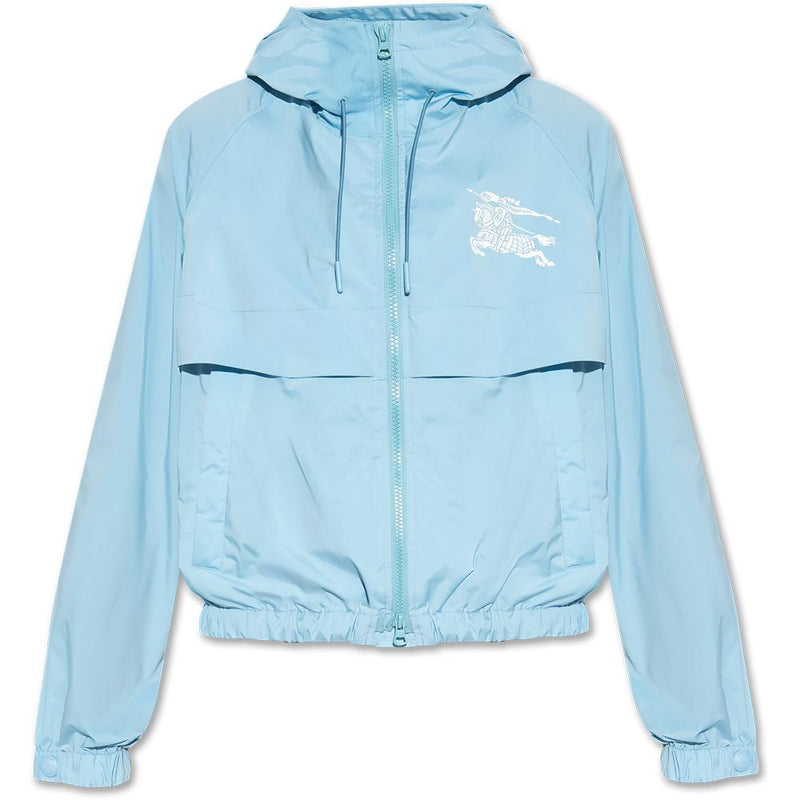 BURBERRY Women's Hooded Back Logo Denim Blue Jacket 8071532